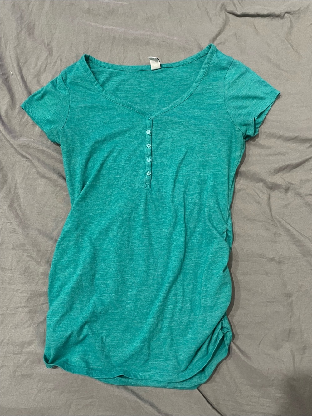 Maternity Women’s Teal Short-Sleeve Henley Top